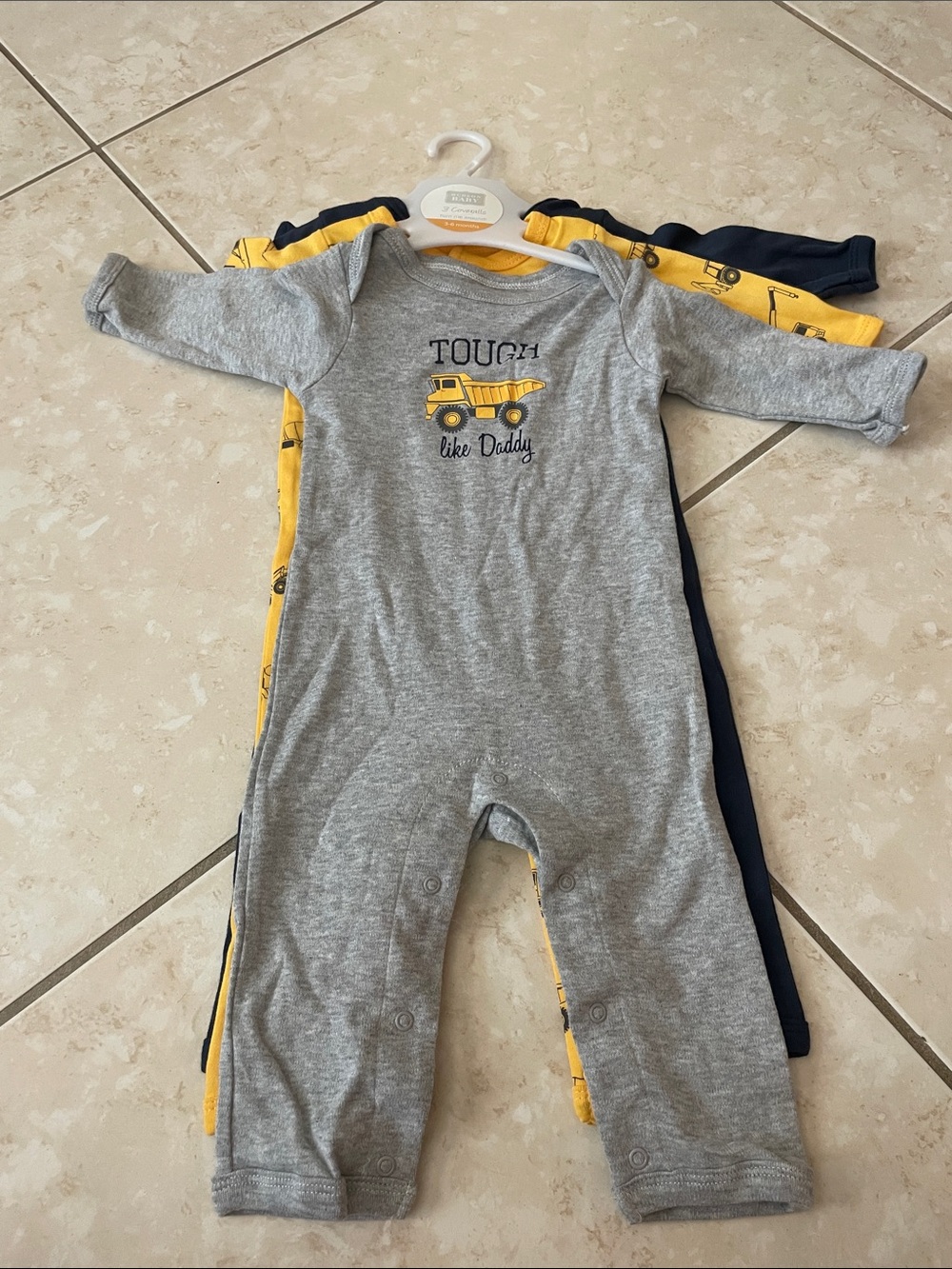 Hudson Baby Grey and Yellow Construction Truck One-Piece
